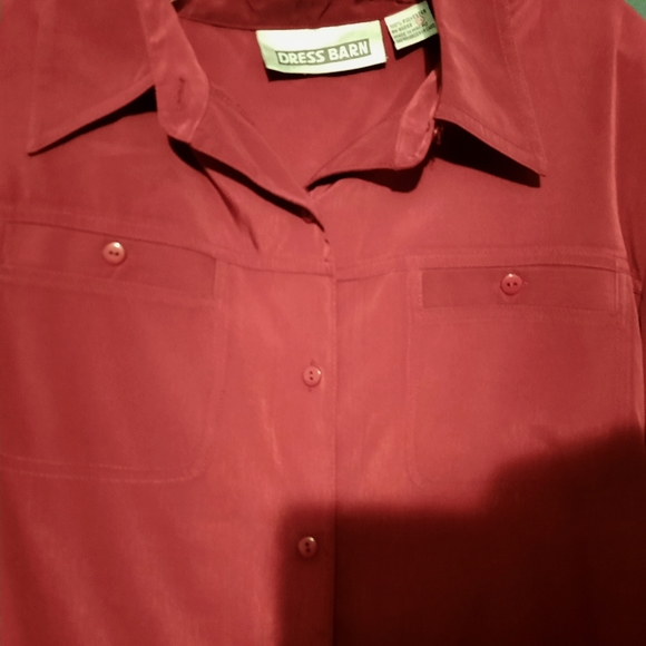 Womens Dress Barn Red Long Sleeve Top Blouse Button Down Polyester XL - Picture 5 of 10